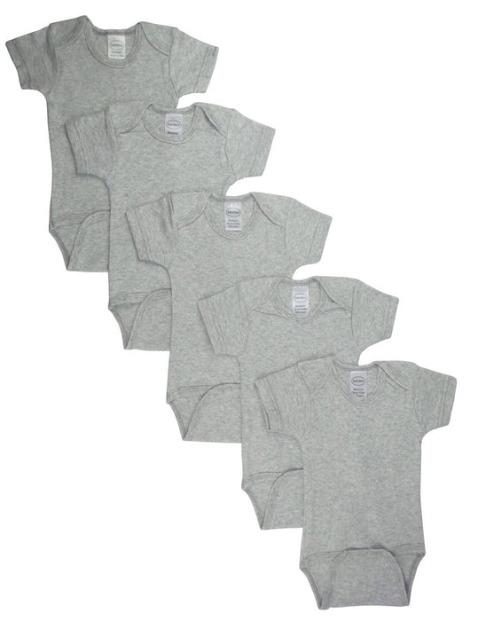 Grey Bodysuit Onezies (pack Of 5) Ls_0179 - Kidsplace.store