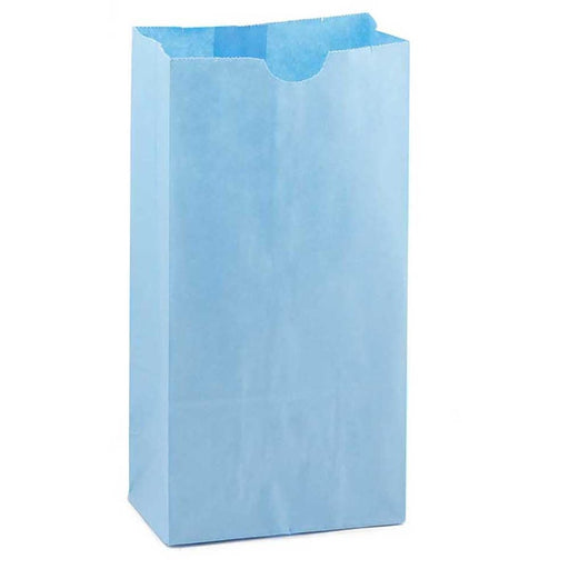 Gusseted Paper Bags, #6 (6" x 3.5" x 11"), Blue, 50 Per Pack, 2 Packs - Kidsplace.store