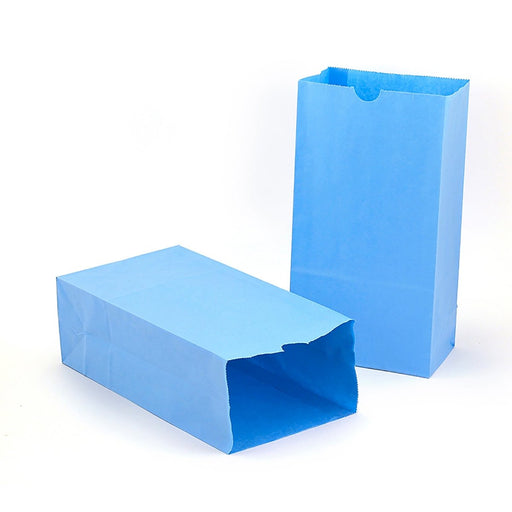 Gusseted Paper Bags, #6 (6" x 3.5" x 11"), Blue, 50 Per Pack, 2 Packs - Kidsplace.store