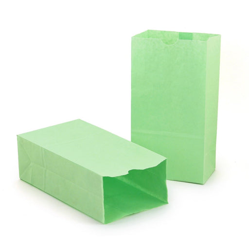 Gusseted Paper Bags, #6 (6" x 3.5" x 11"), Lime Green, 50 Per Pack, 2 Packs - Kidsplace.store