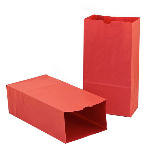 Gusseted Paper Bags, #6 (6" x 3.5" x 11"), Red, Pack of 50 - Kidsplace.store