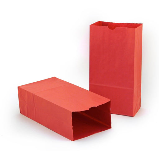 Gusseted Paper Bags, Size #6, Red, 50 Per Pack, 2 Packs - Kidsplace.store