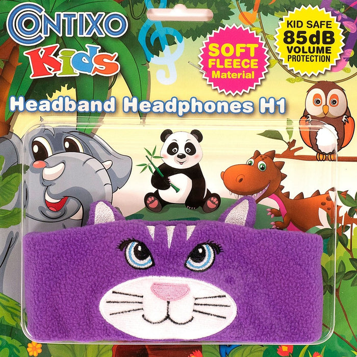 H1 Adjustable Fleece Headband Headphones, Cat - Kidsplace.store