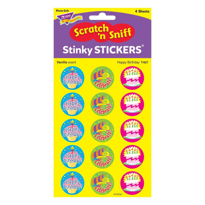 Happy Birthday/Vanilla Stinky Stickers®, 60 Per Pack, 6 Packs - Kidsplace.store