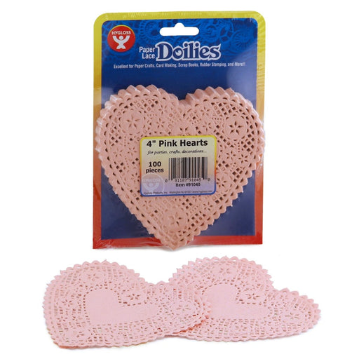 Heart Doilies, Pink, 4", 100 Per Pack, 3 Packs - Kidsplace.store