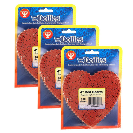 Heart Doilies, Red, 4", 100 Per Pack, 3 Packs - Kidsplace.store