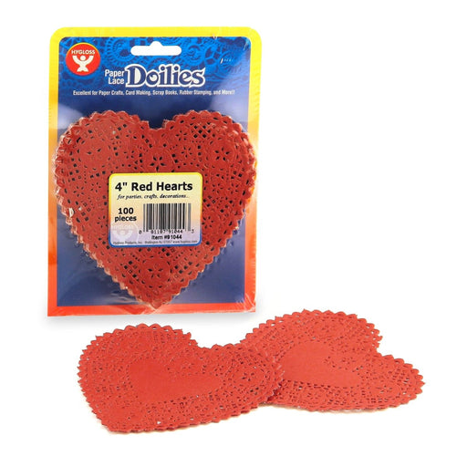 Heart Doilies, Red, 4", 100 Per Pack, 3 Packs - Kidsplace.store