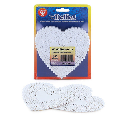 Heart Doilies, White, 4", 100 Per Pack, 6 Packs - Kidsplace.store