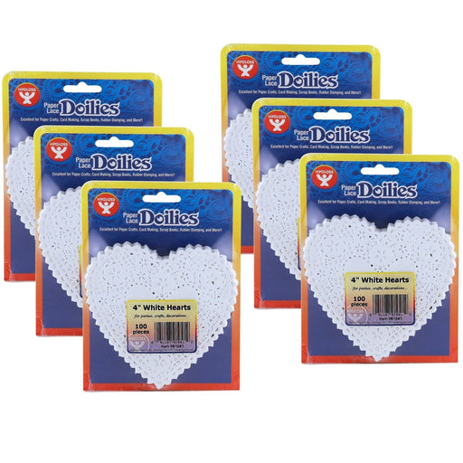 Heart Doilies, White, 4", 100 Per Pack, 6 Packs - Kidsplace.store