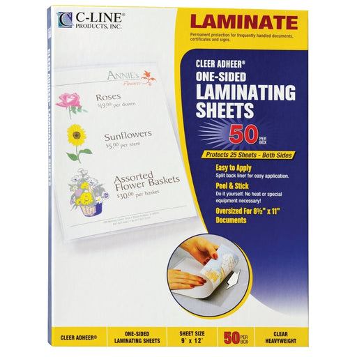 Heavyweight Cleer Adheer® Laminating Sheets, Clear, 9" x 12", Box of 50 - Kidsplace.store