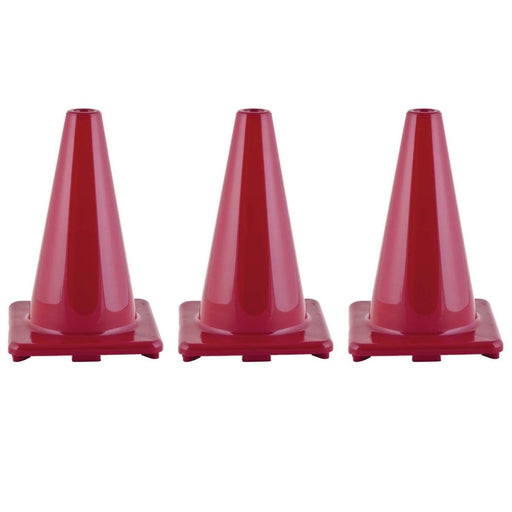 Hi - Visibility Flexible Vinyl Cone, 12", Red, Pack of 3 - Kidsplace.store