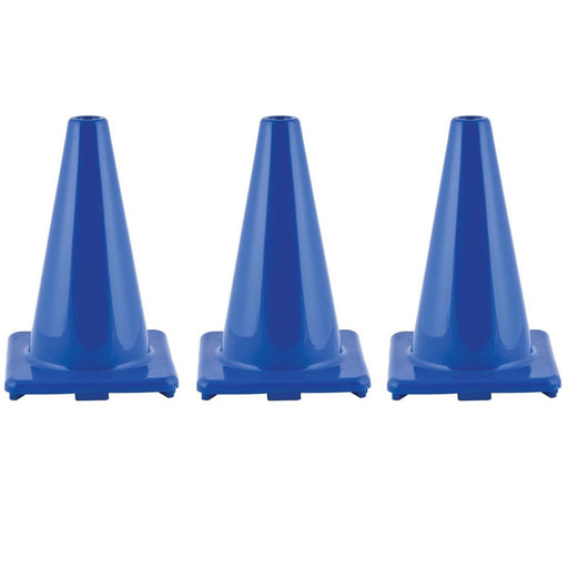 Hi - Visibility Flexible Vinyl Cone, 12", Royal Blue, Pack of 3 - Kidsplace.store