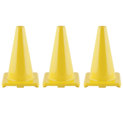 Hi - Visibility Flexible Vinyl Cone, 12", Yellow, Pack of 3 - Kidsplace.store