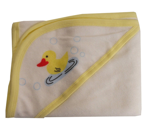 Hooded Towel With Yellow Binding And Screen Prints 021sy - Kidsplace.store