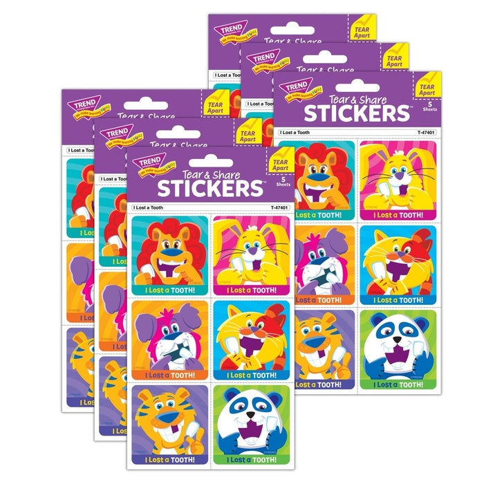 I Lost A Tooth Tear & Share Stickers®, 30 Per Pack, 6 Packs - Kidsplace.store