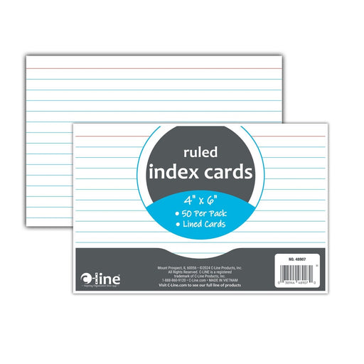 Index Cards, 4" x 6", White, Ruled, 50 Per Pack, 10 Packs - Kidsplace.store