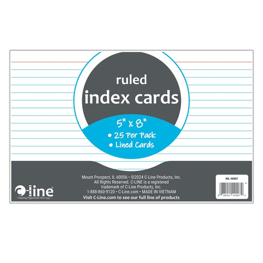 Index Cards, 5" x 8", White, Ruled, 25 Per Pack, 10 Packs - Kidsplace.store