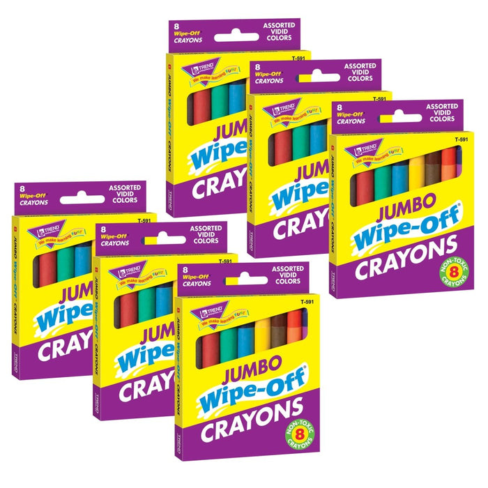 Jumbo Wipe-Off® Crayons, Assorted, 8 per pack, 6 packs - Kidsplace.store