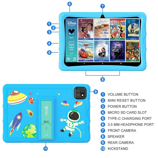 K103 - A Blue 10 - Inch Kids 64GB HD Tablet - Kidsplace.store