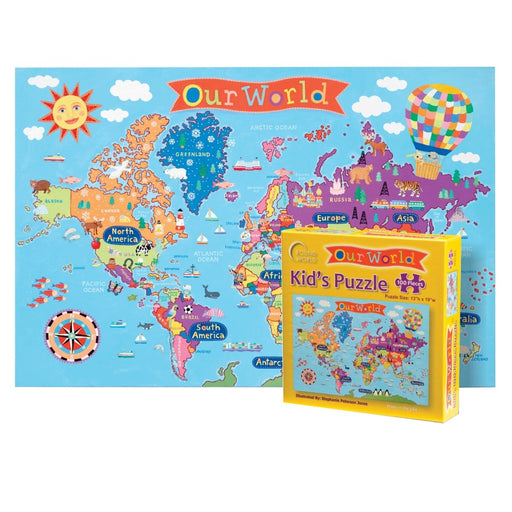 Kid's Jigsaw Puzzle, World, 13" x 19", 100 Pieces - Kidsplace.store