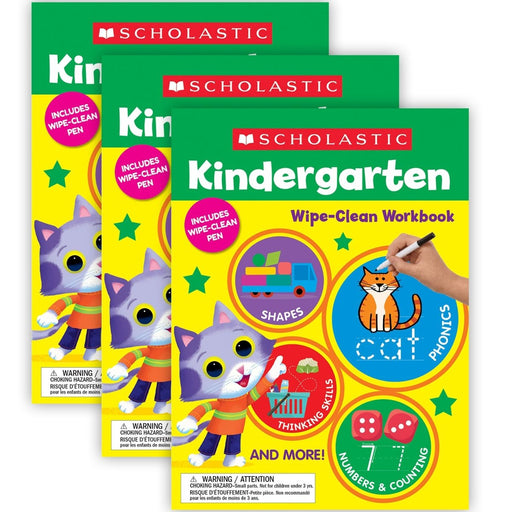 Kindergarten Wipe-Clean Workbook, Pack of 3 - Kidsplace.store