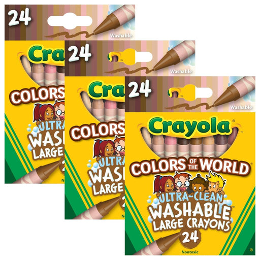 Large Crayons, Colors of the World, 24 Per Box, 3 Boxes - Kidsplace.store