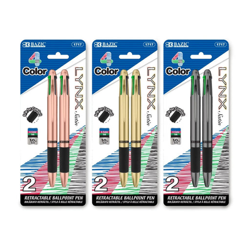 Lynx Satin Top 4 - Color Pen with Cushion Grip, 2 Per Pack, 24 Packs - Kidsplace.store