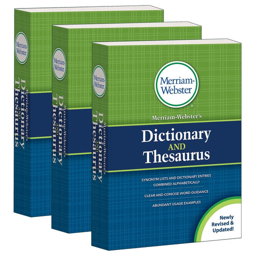 Merriam - Webster's Dictionary and Thesaurus, Mass - Market Paperback, 2020 Copyright, Pack of 3 - Kidsplace.store