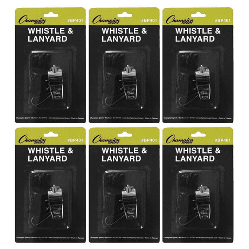 Metal Whistle & Black Lanyard Pack, 6 Packs - Kidsplace.store