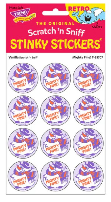 Mighty Fine!/Vanilla Scent Retro Scratch 'n Sniff Stinky Stickers®, 24 Per Pack, 6 Packs - Kidsplace.store