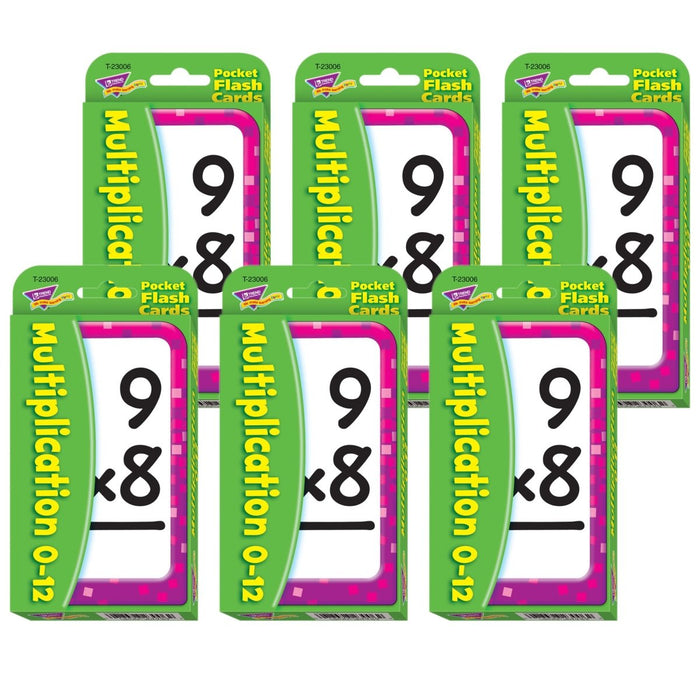 Multiplication 0 - 12 Pocket Flash Cards, 6 Packs - Kidsplace.store