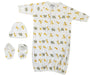 Newborn Baby Boy, Baby Girl, Unisex Infant Gown, Caps, Booties - 3 Pc Set Nc_0252 - Kidsplace.store