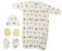 Newborn Baby Boy, Girl, Unisex Infant Gown, Caps, Booties, Mittens - 4 Pc Nc_0253 - Kidsplace.store
