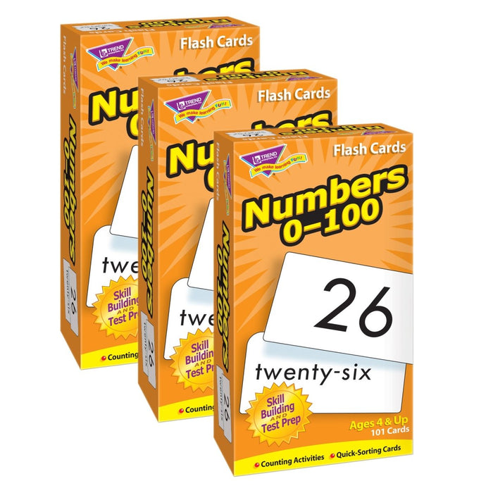 Numbers 0 - 100 Skill Drill Flash Cards, Pack of 3 - Kidsplace.store