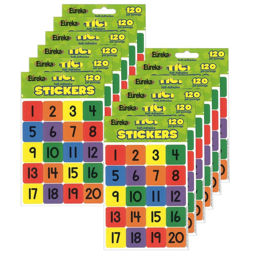 Numbers (1 - 20) Theme Stickers, 120 Per Pack, 12 Packs - Kidsplace.store