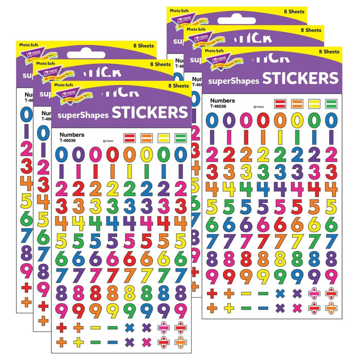 Numbers superShapes Stickers, 800 Per Pack, 6 Packs - Kidsplace.store