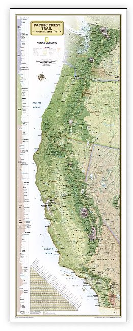 Pacific Crest Trail Map, Laminated, 18" x 48" - Kidsplace.store