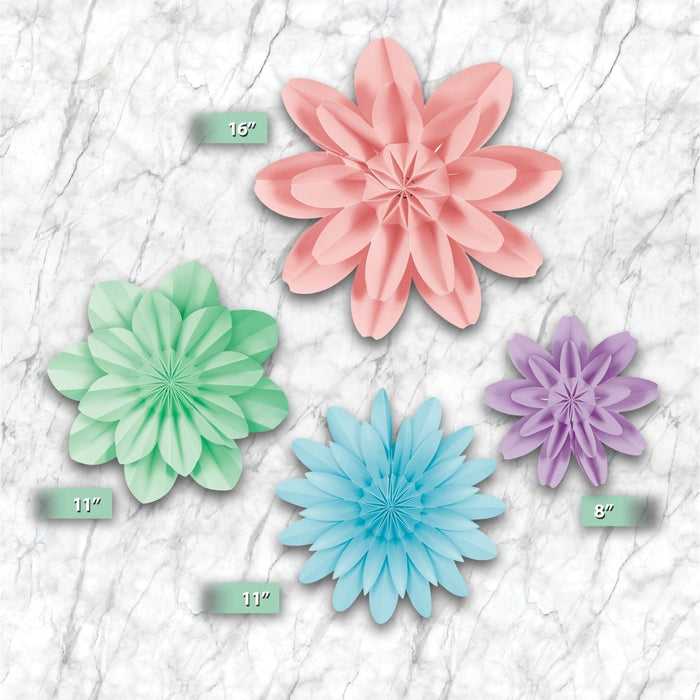 Pastel Pop Paper Flowers, Pack of 4 - Kidsplace.store