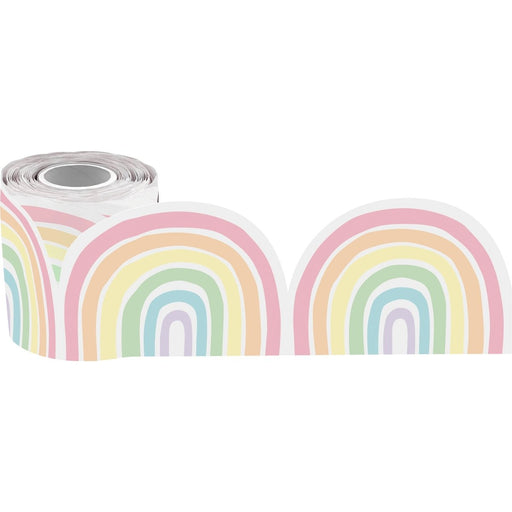 Pastel Pop Rainbows Die - Cut Rolled Border Trim, 50 Feet, 3 Rolls - Kidsplace.store