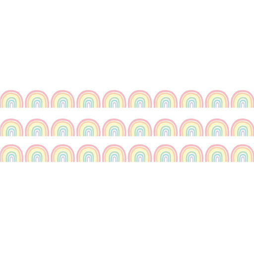 Pastel Pop Rainbows Die - Cut Rolled Border Trim, 50 Feet, 3 Rolls - Kidsplace.store