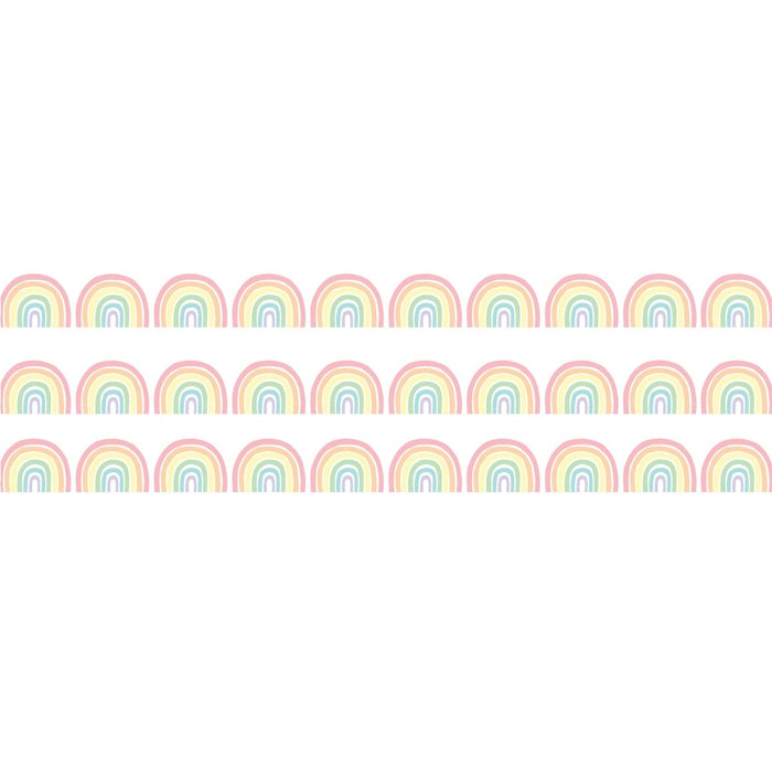 Pastel Pop Rainbows Die - Cut Rolled Border Trim, 50 Feet, 3 Rolls - Kidsplace.store