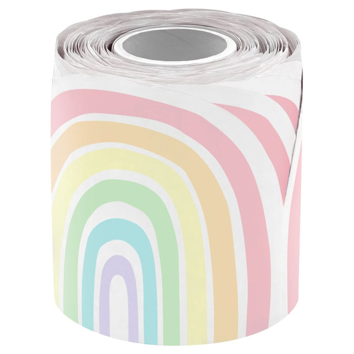 Pastel Pop Rainbows Die - Cut Rolled Border Trim, 50 Feet, 3 Rolls - Kidsplace.store