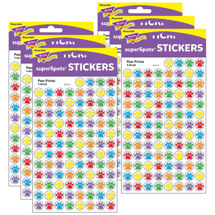 Paw Prints superSpots® Stickers, 800 Per Pack, 6 Packs - Kidsplace.store