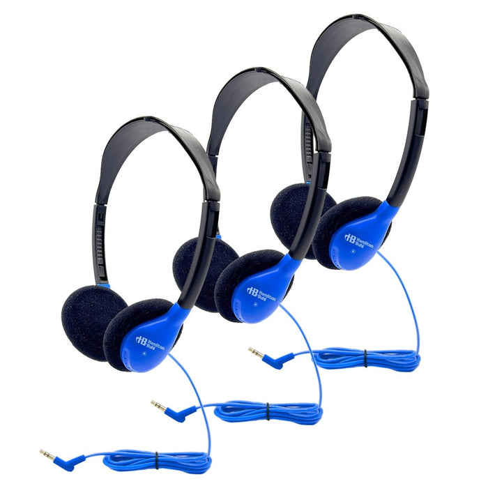 Personal On-Ear Stereo Headphone, Blue, Pack of 3 - Kidsplace.store