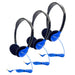 Personal On-Ear Stereo Headphone, Blue, Pack of 3 - Kidsplace.store