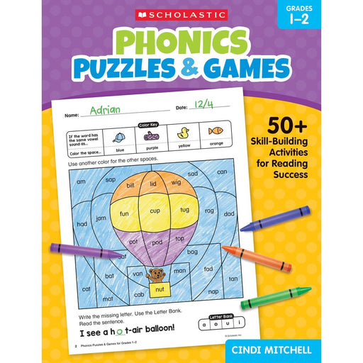 Phonics Puzzles & Games Activity Book for Grades 1-2 - Kidsplace.store