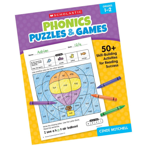 Phonics Puzzles & Games Activity Book for Grades 1-2 - Kidsplace.store