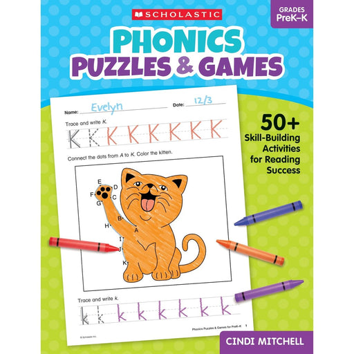 Phonics Puzzles & Games Activity Book for PreK-K - Kidsplace.store