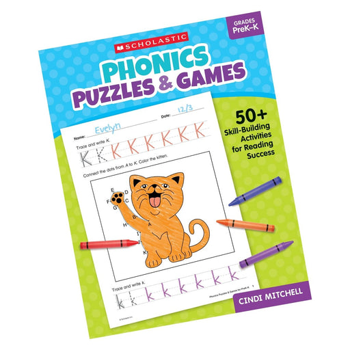 Phonics Puzzles & Games Activity Book for PreK-K - Kidsplace.store