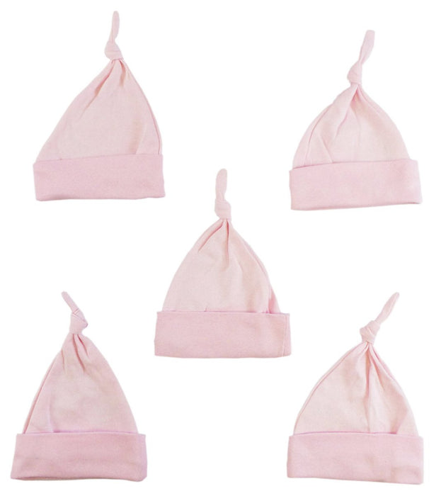 Pink Knotted Baby Cap (pack Of 5) 1100-pink-5 - Kidsplace.store